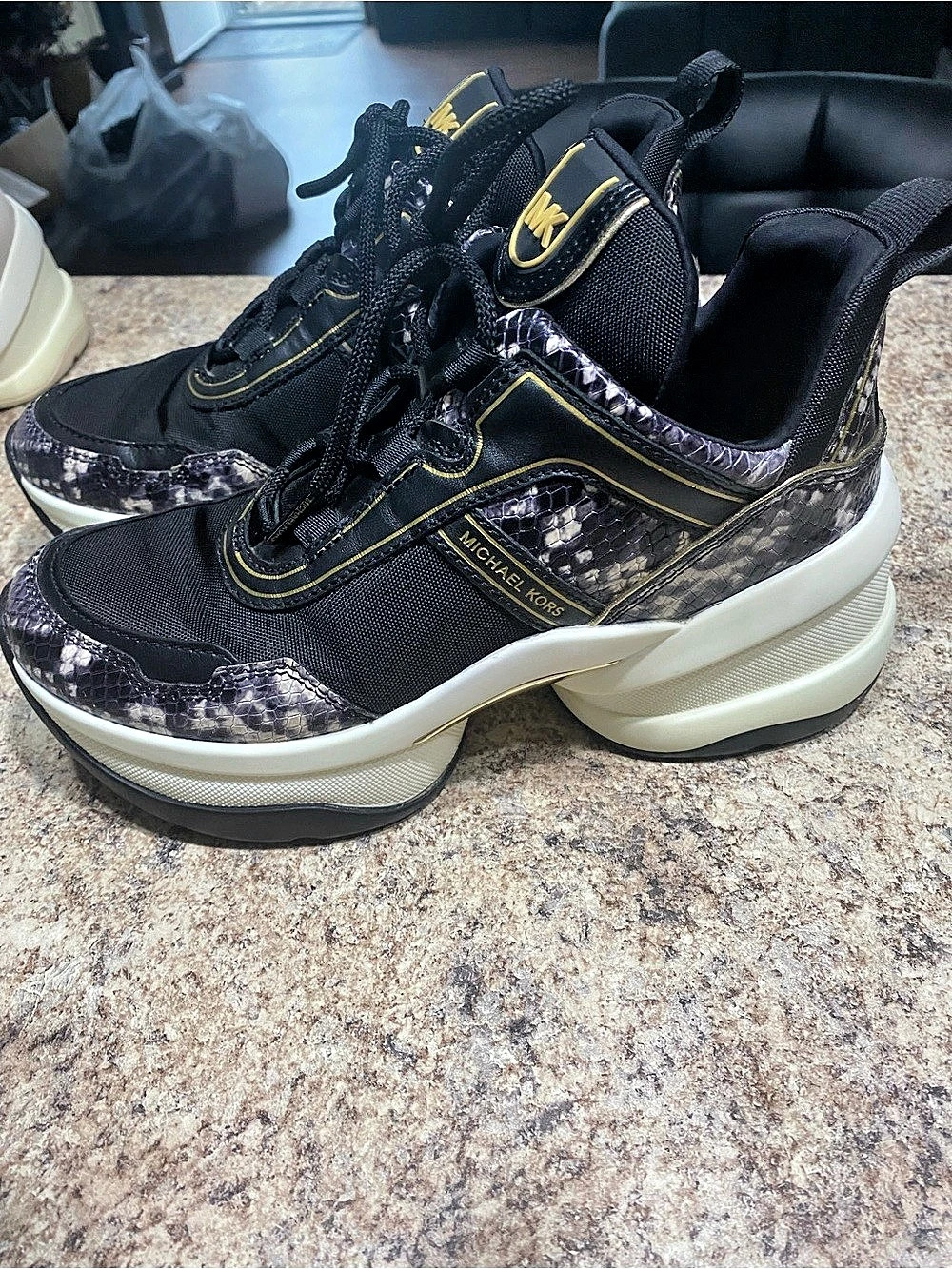 Michael Kors Georgie Wedge Trainer Black & White Sneakers